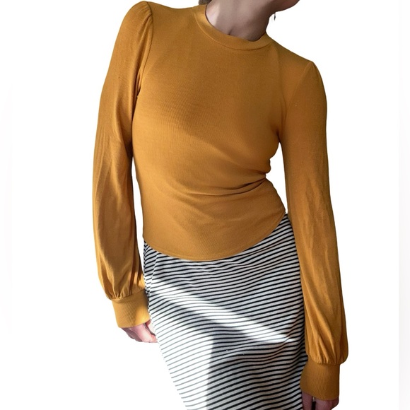 Lulus Burnt Orange Ribbed Stretch Top Blouse Size Small - Picture 4 of 7